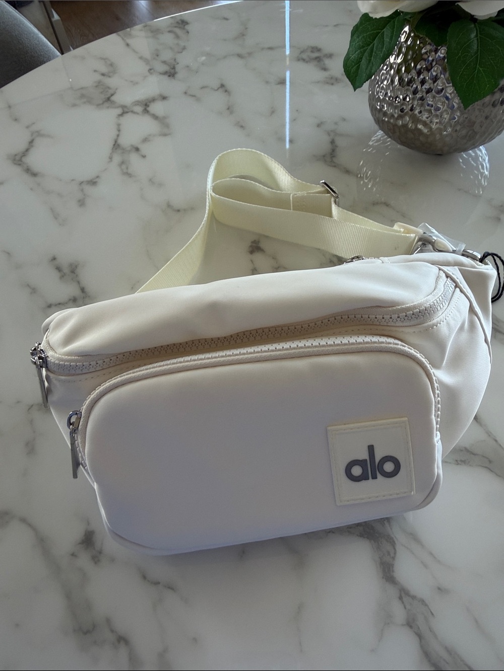 Alo White Crossbody Belt Bag
